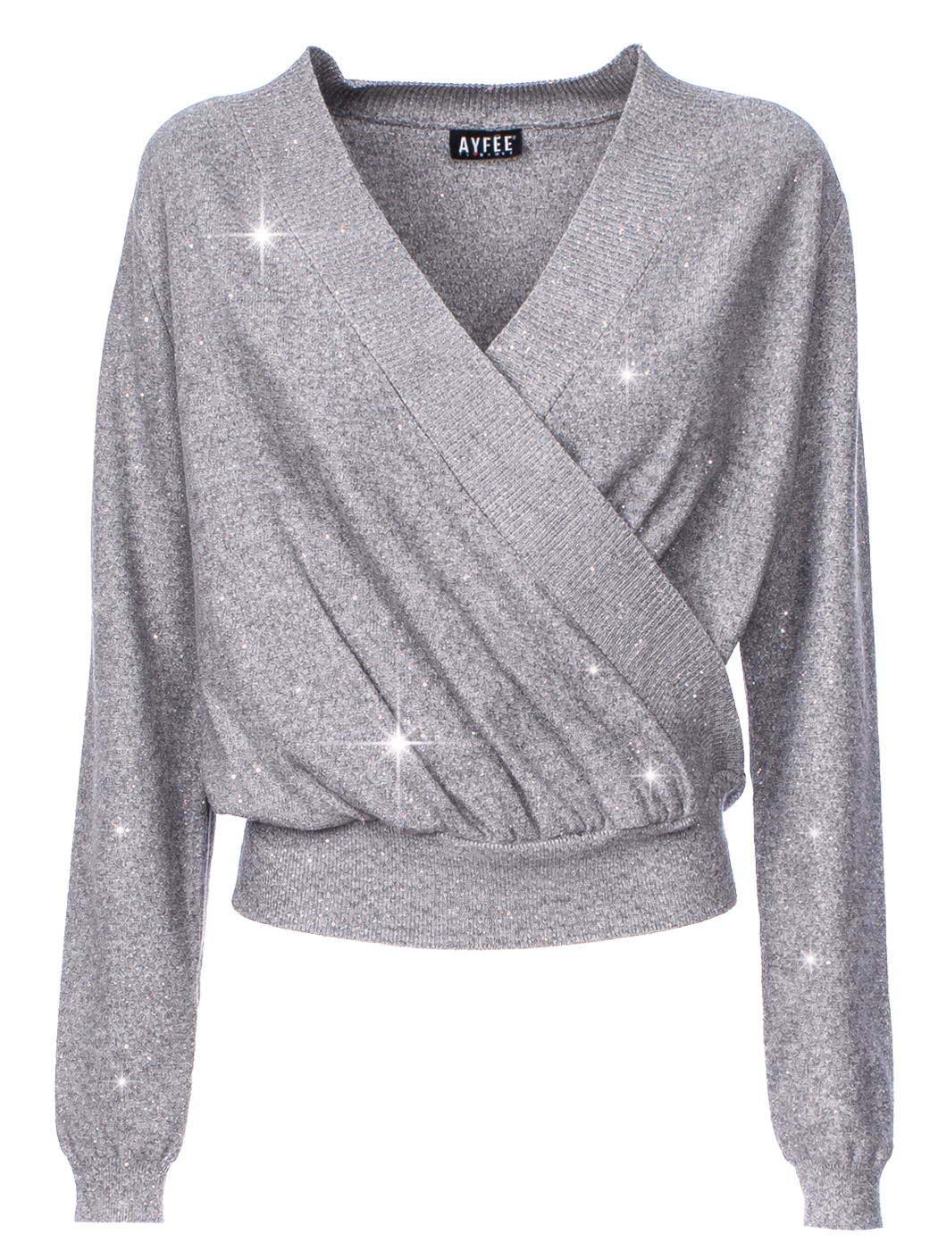 MAGLIA INCROCIATA DETTAGLIO STRASS,3 TG,45%VI 35%PL 20%PA,MADE IN PRC          - GREY